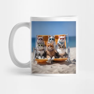 Cats On A Deckchair Sunbathing Wearing Sun Glasses Mug